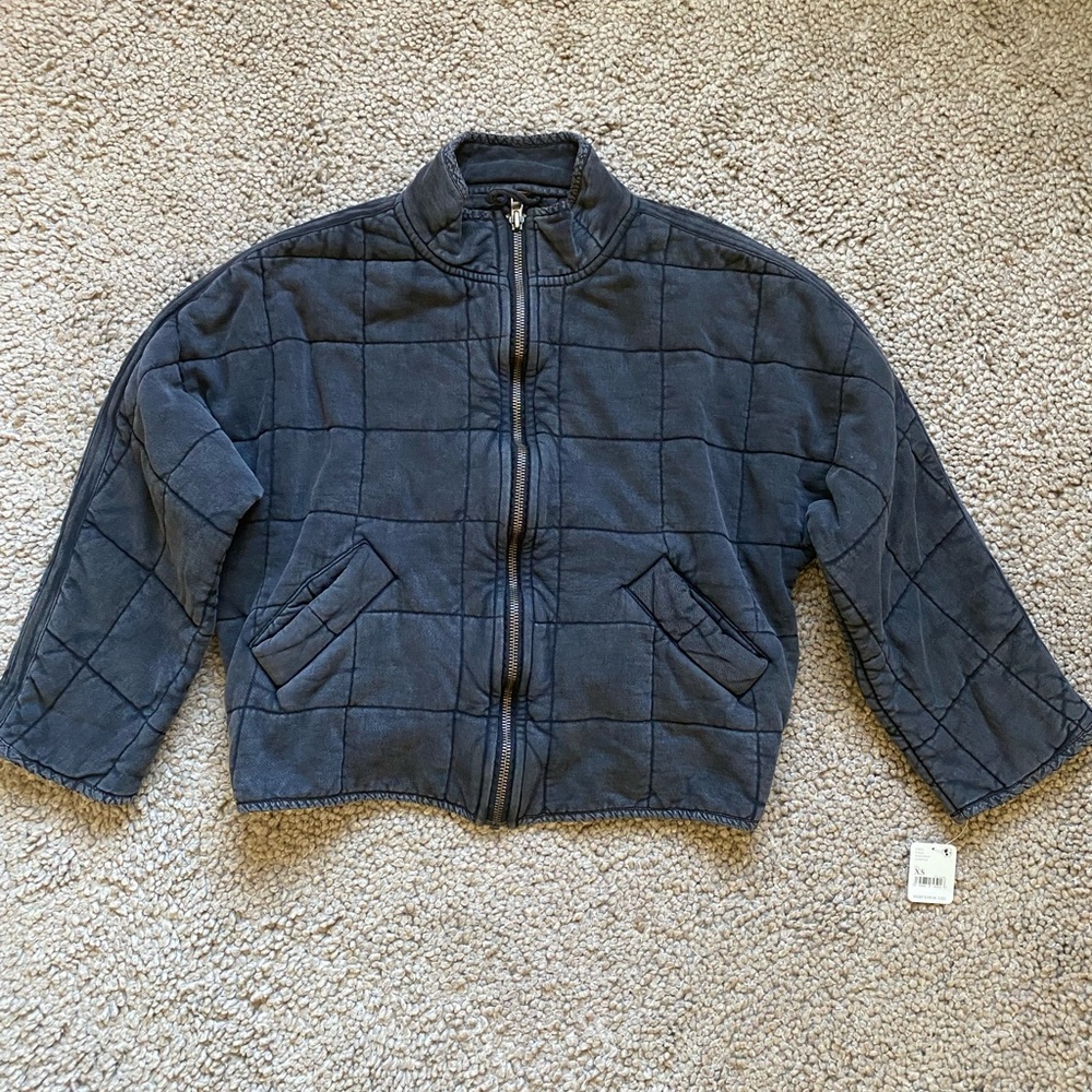 NEW Free People Dolman Quilted Knit Jacket Black XS